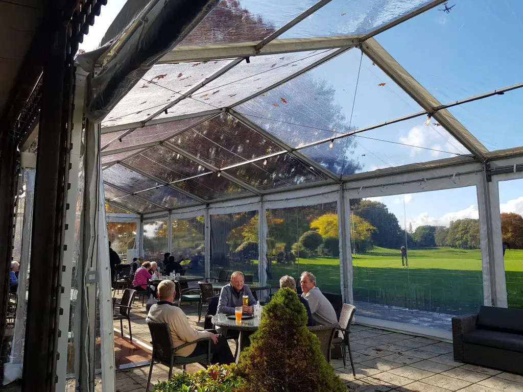 Marquee with clear roof